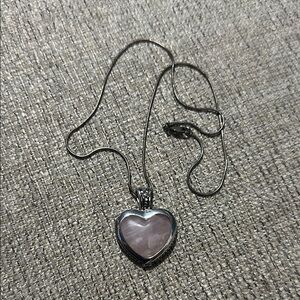 925 Pink Quartz Heart Pendant Necklace